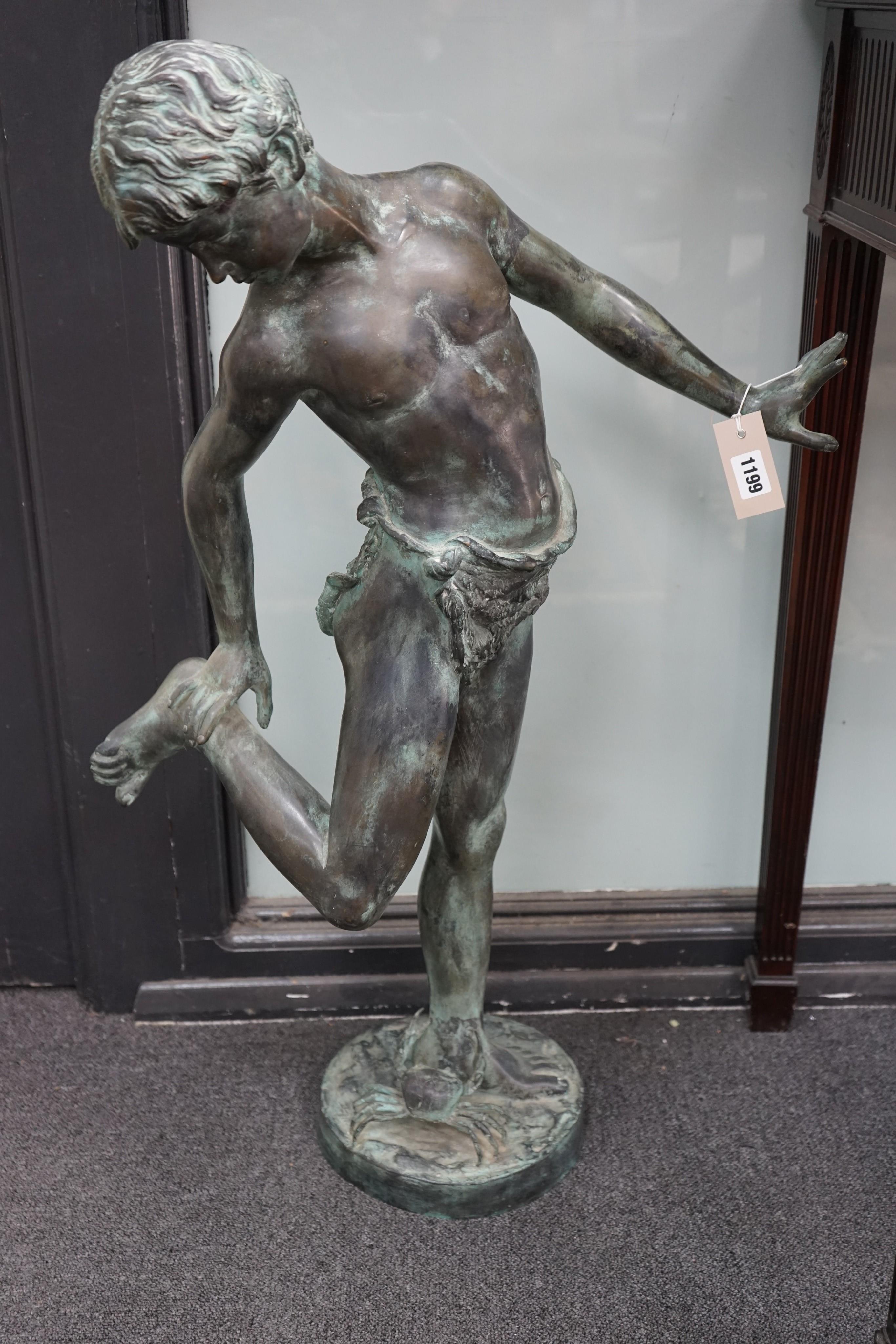 After De Lotto - a contemporary bronze of a boy, 'il Granchio' height 89cm